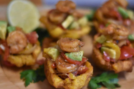 1804 Original Plantain Delight with Shrimp, Avocado, and Pikliz Perfection